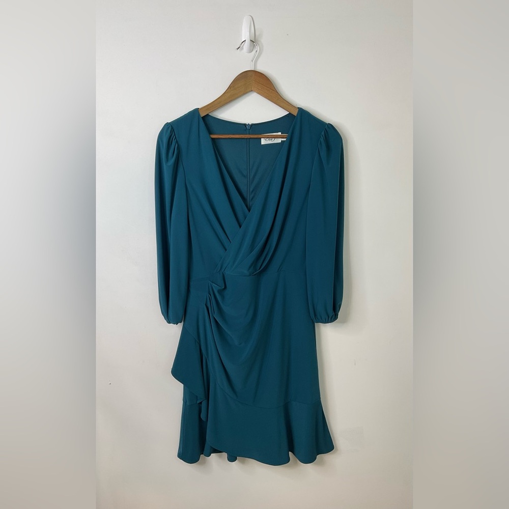 Eliza J Wrap Surplice V-Neck Drapery Dress Size 10